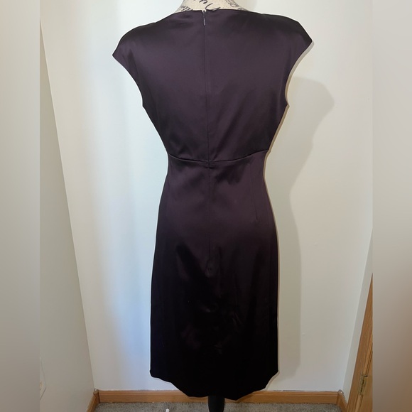 Ralph Lauren Deep Purple Satin Cocktail Dress/Ruched Waist/Size 6 - Picture 6 of 14